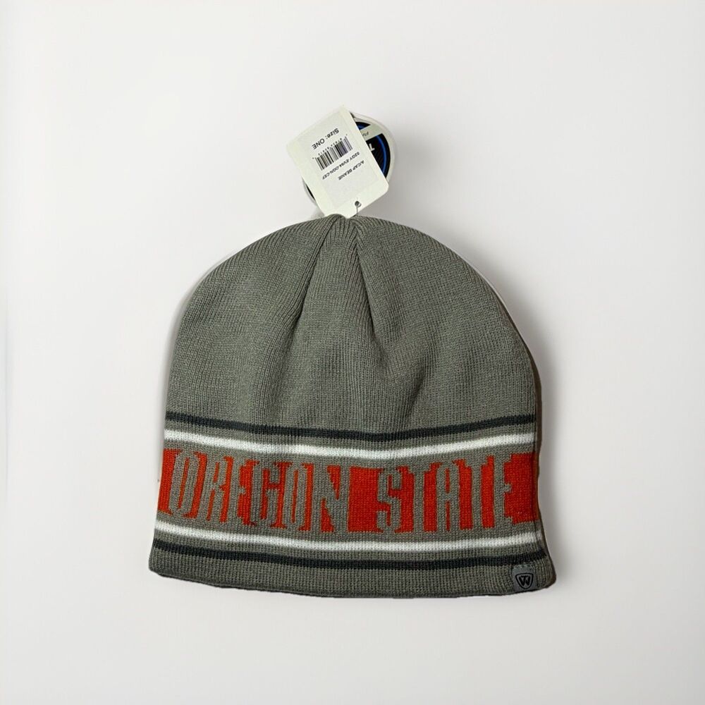 Top Of The World Oregon State Beavers Beanie Hat Gray Orange Knit NWT OSFA